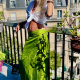 Jupe porte feuille en soie
