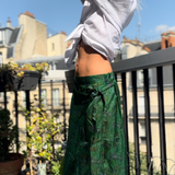 Jupe porte feuille en soie