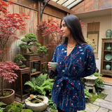 Veste velours brodée bleu marine