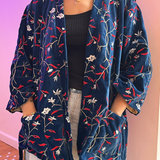 Veste velours brodée bleu marine
