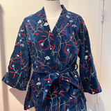 Veste velours brodée bleu marine