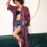 Kimono long rose - Pièce Unique